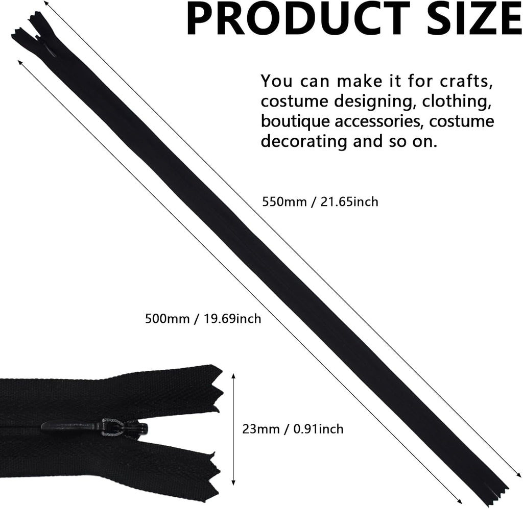 40pcs 21.5 Inch Nylon Invisible Zippers, Bulk Zippers Supplies for