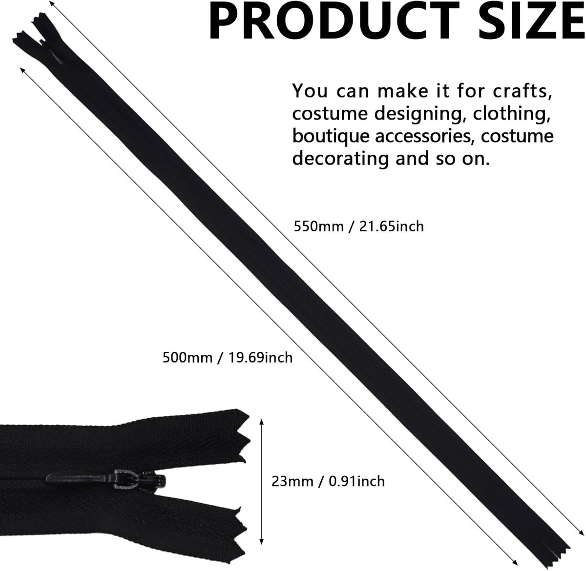 40pcs 21.5 Inch Nylon Invisible Zippers, Bulk Zippers Supplies for