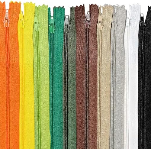 Mandala Crafts 100 PCs Assorted Closed-End 9 Inch Nylon Zippers for