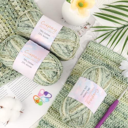 Coopay Gradient Cake Yarn, 78% Cotton Ombre Yarn for Crochet/Knitting
