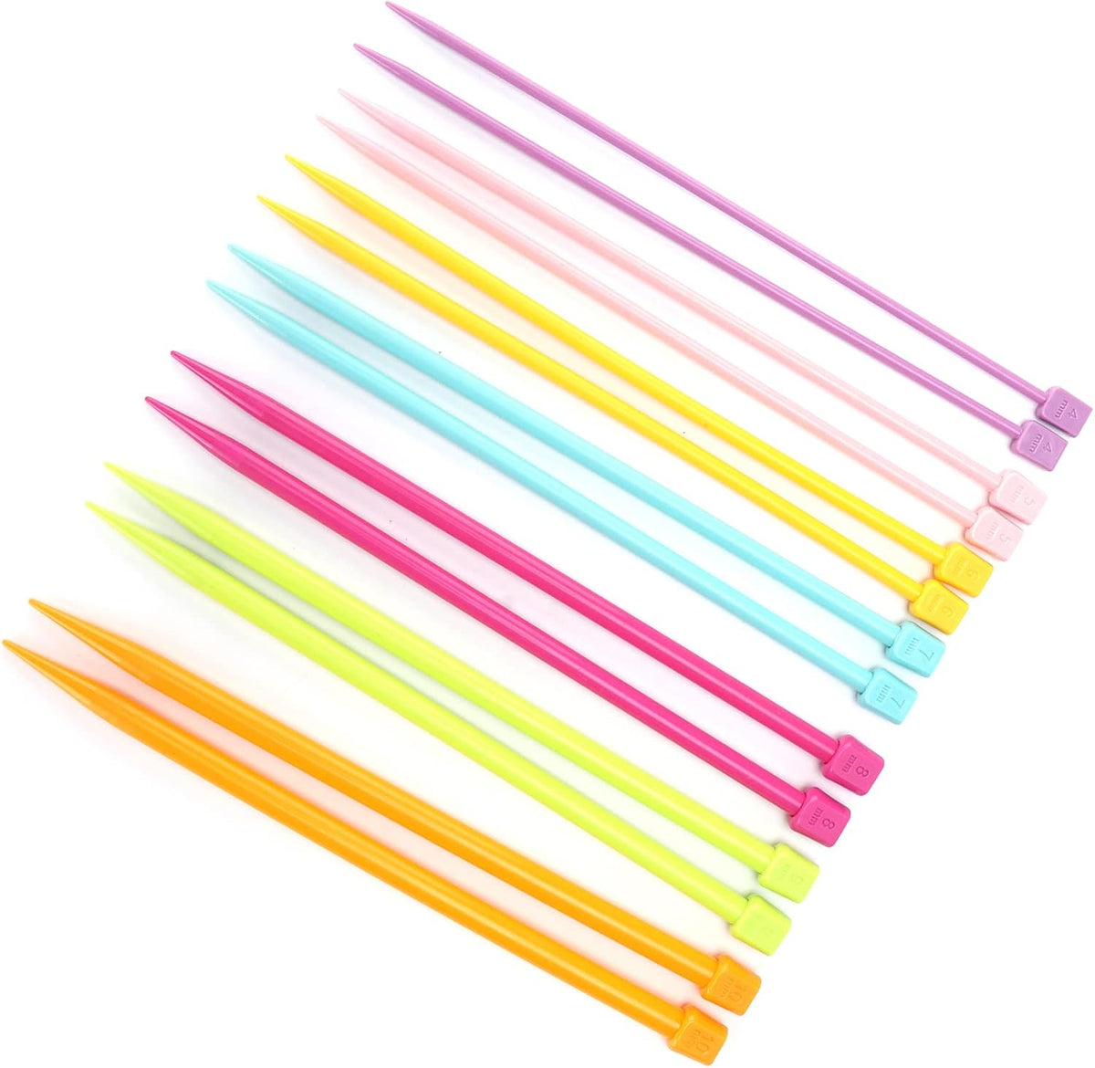 OPPWONG 14Pcs Multicolour Knitting Needles, Portable Plastic Sweater
