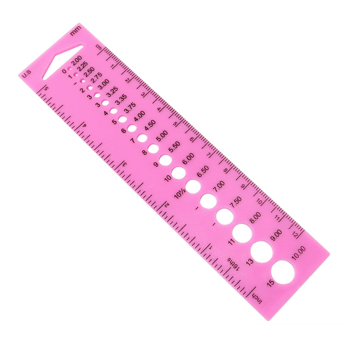 INCH CM Ruler UK US Canada Sizes Plastic Knitting Needle Gauge Circle
