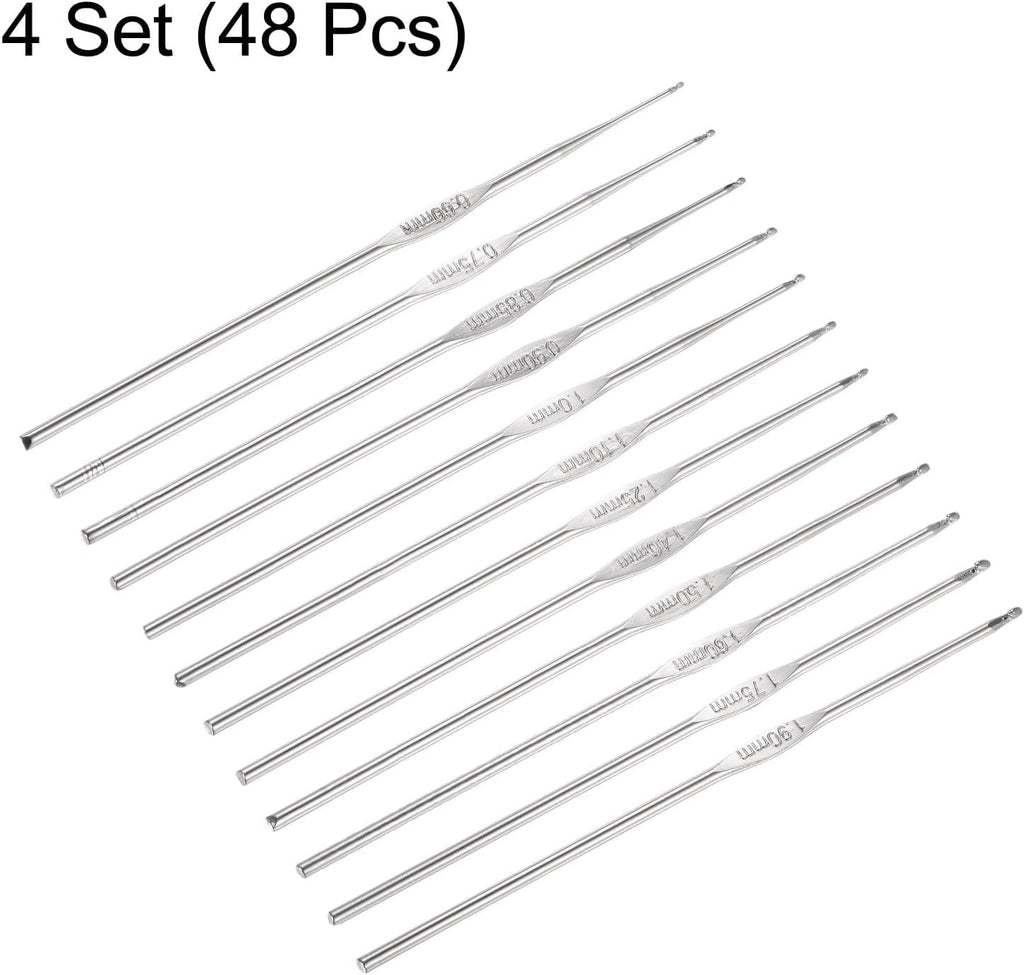 TOP-VIGOR 12Pcs 0.6mm-1.9mm Crochet Hook, Stainless Steel Crochet