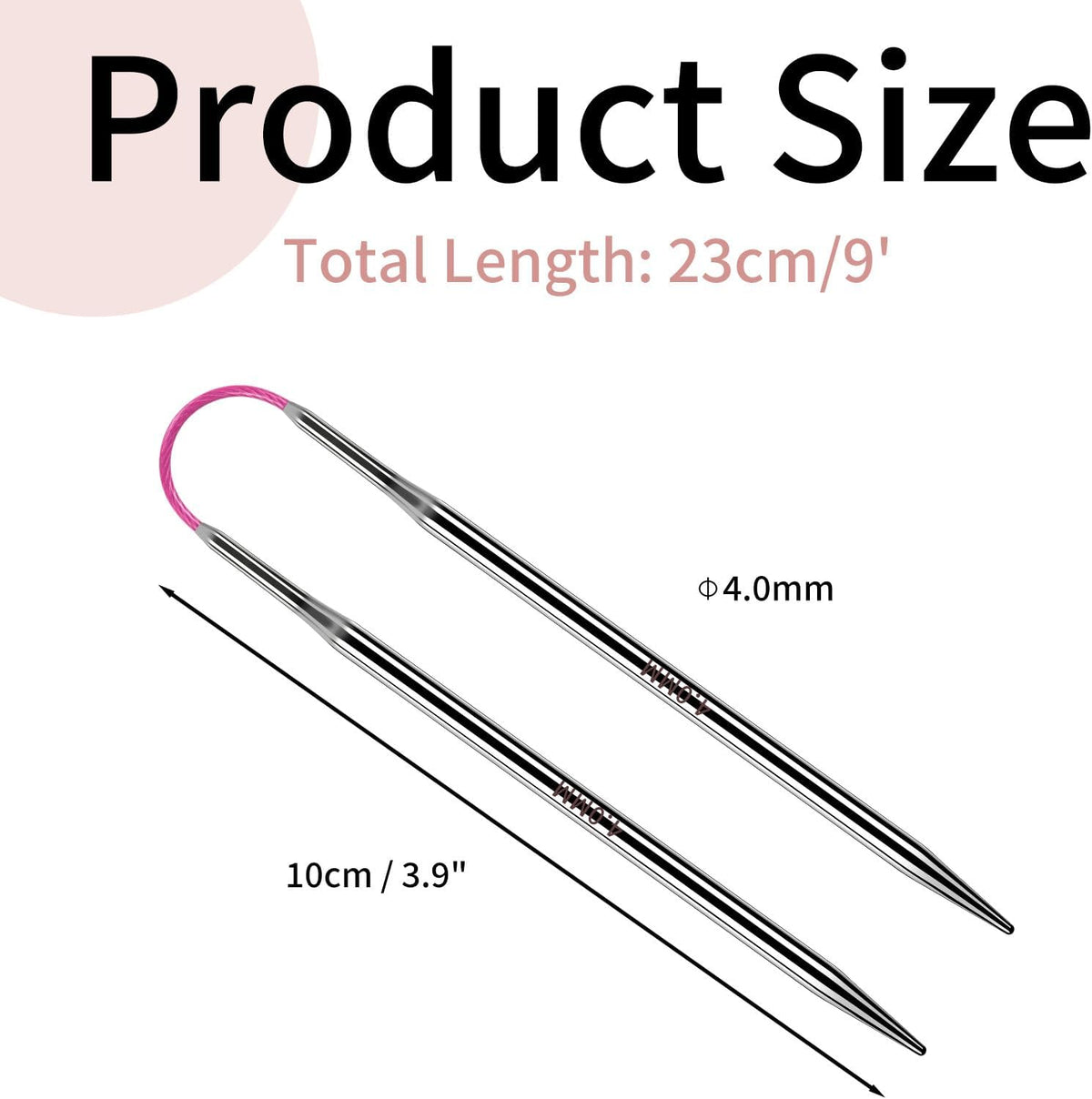 Soosui 4.0mm Circular Knitting Needles US6 |3-Pack 9-inch (23cm)