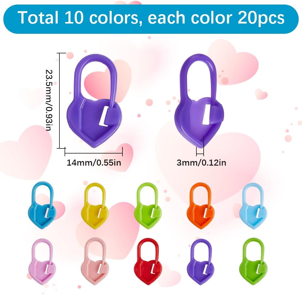 200Pcs 10 Color Crochet Stitch Markers Knitting Plastic Markers Safety