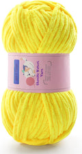 Chunky Chenille Yarn for Crocheting #6 Yellow Baby Blanket Yarn for