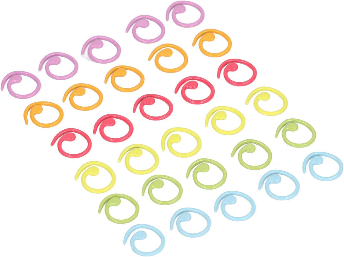 Akozon 30Pcs Colorful Knitting Stitch Marker Rings