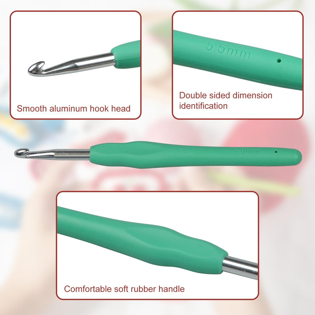 KyltoSynth 9 mm Crochet Hook, Soft Grip Handle for Arthritis