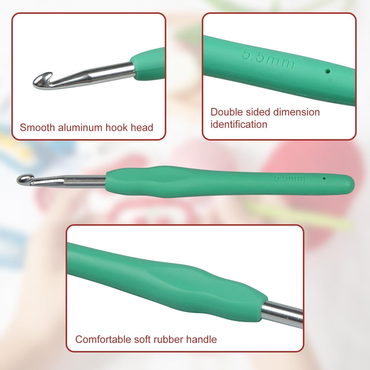 KyltoSynth 9 mm Crochet Hook, Soft Grip Handle for Arthritis