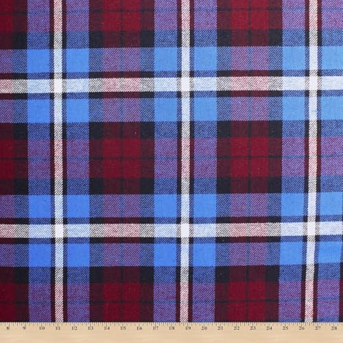 Flannel Brushed Tartan Plaid Fabric Geometric Hypoallergenic Cotton