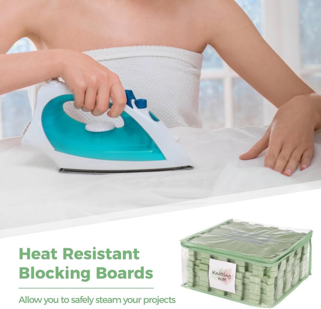 9-Pack 12.6×12.6” Blocking Mats With 50 T-Pins, Storage Bag, And 0.7”