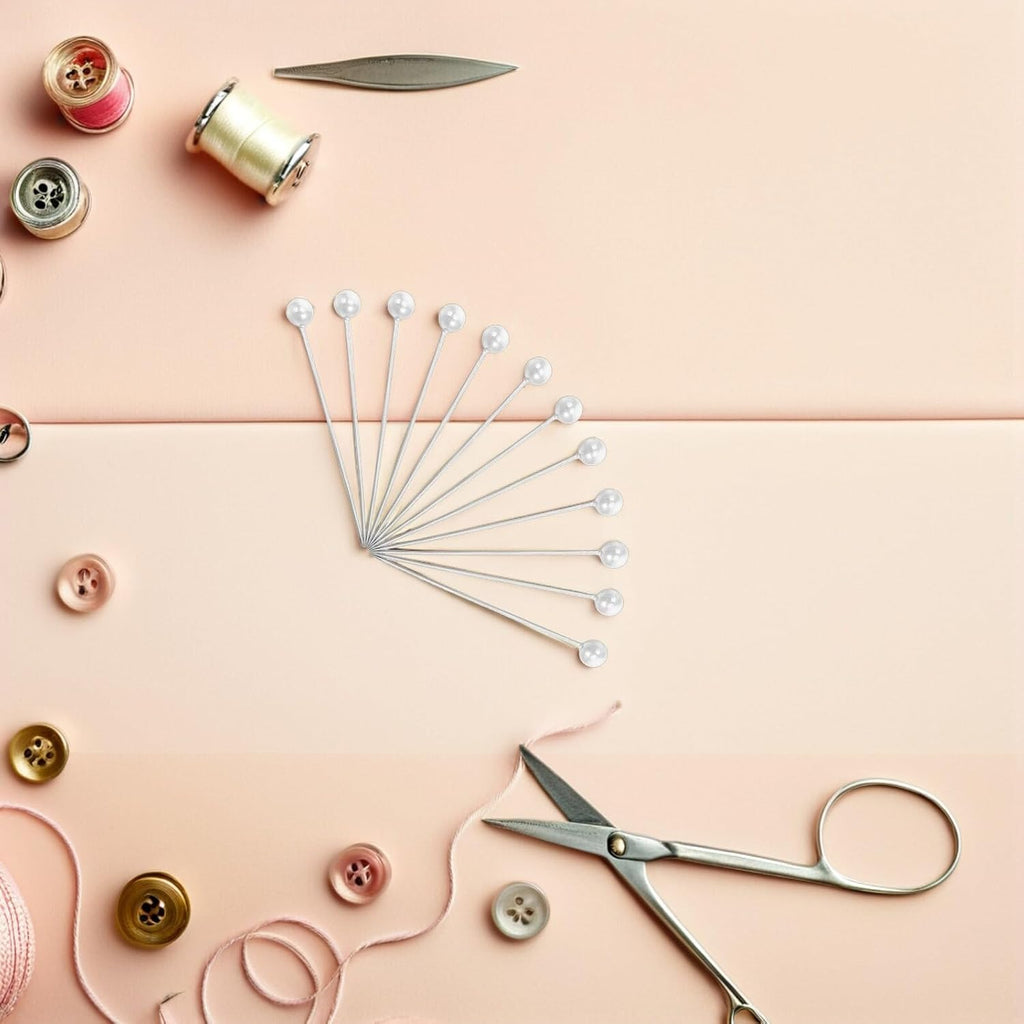 White Stainless Steel Straight Pins for Quilting and Embroidery