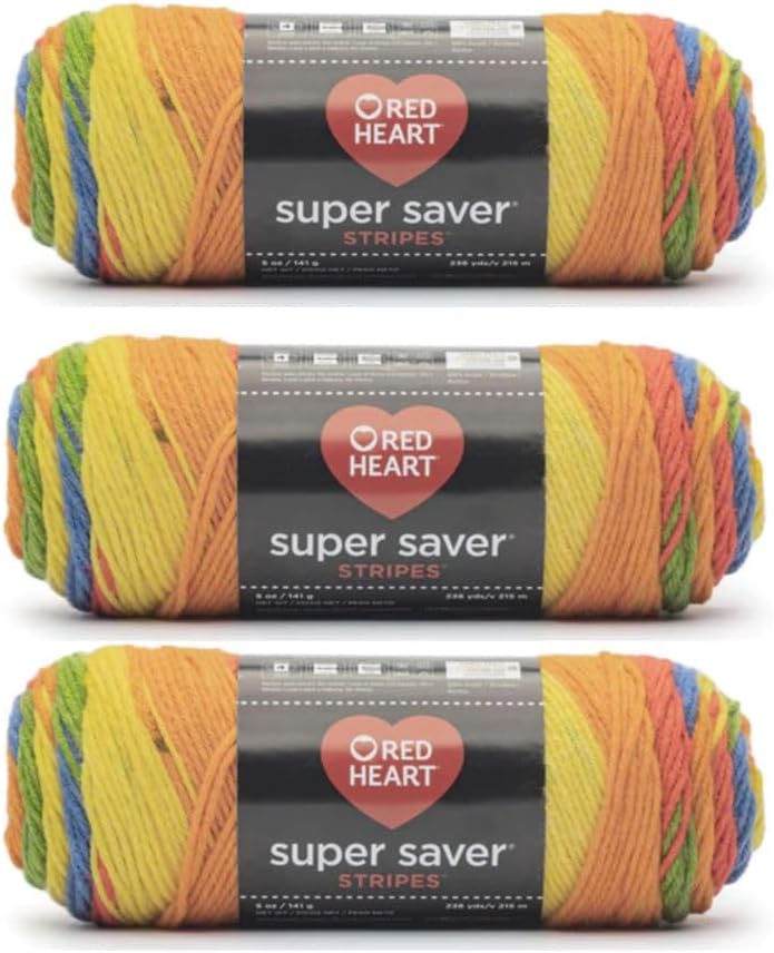 Bulk Buy - Red Heart Super Saver Rainbow Yarn - 3 Pack of 141g/5oz