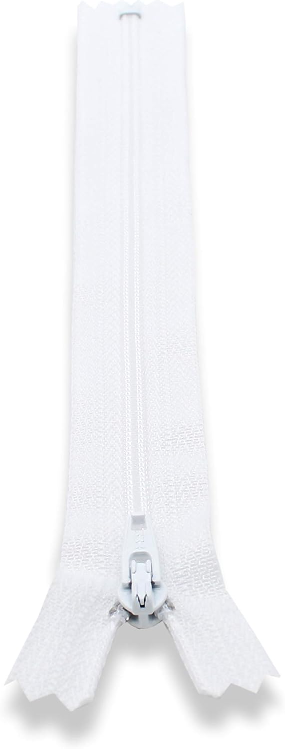 22 Inch YKK White Zippers 12 Pieces-Made in USA- For Apparel, Bags