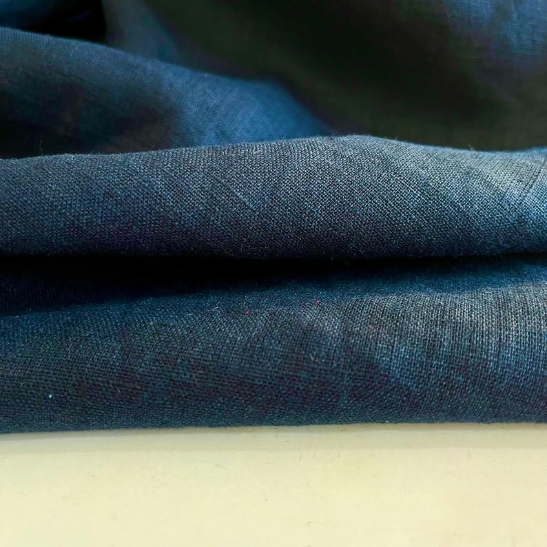 Pure Linen Fabric Navy Blue,Stonewashed, Linen, Pure Linen, Fabric by