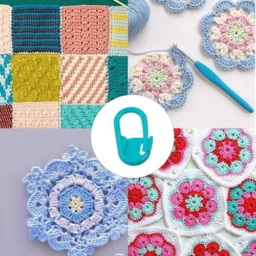 Anphly 200PCS Sky Blue Crochet Stitch Markers, Plastic Locking Needle