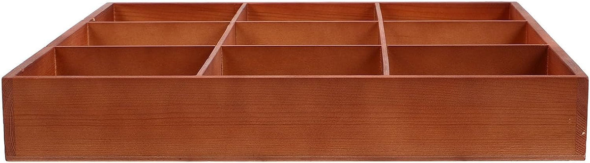 Wooden Organization Box with Dividers, Multi-compartment Sorting Tray
