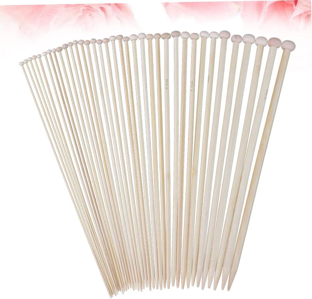 36 Piece Single Pointed Knitting Needles for Beginners, Khaki Plastic