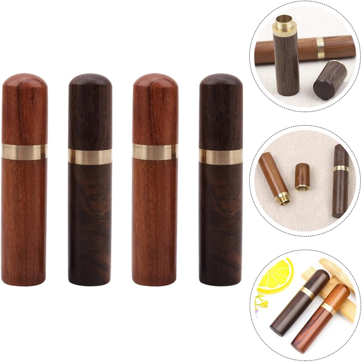 Wooden Sewing Needle Case 4 Pack Portable Pocket Box for Crafters