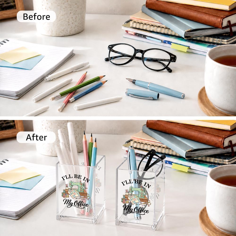 I’ll Be In My Office Acrylic Organizer Box for Craft Room, Desktop