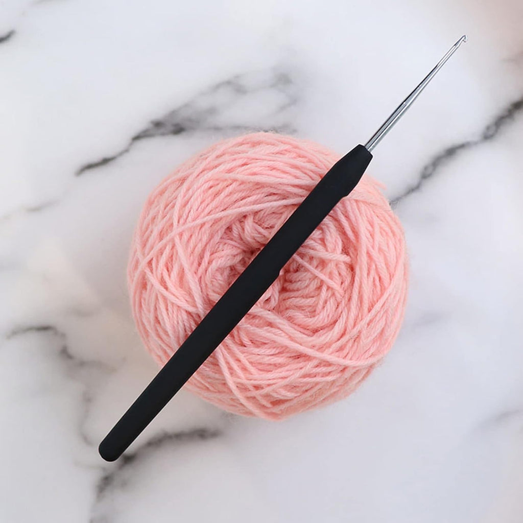 KnitPro Steel Single-Ended Crochet Hook with Black Soft Handle