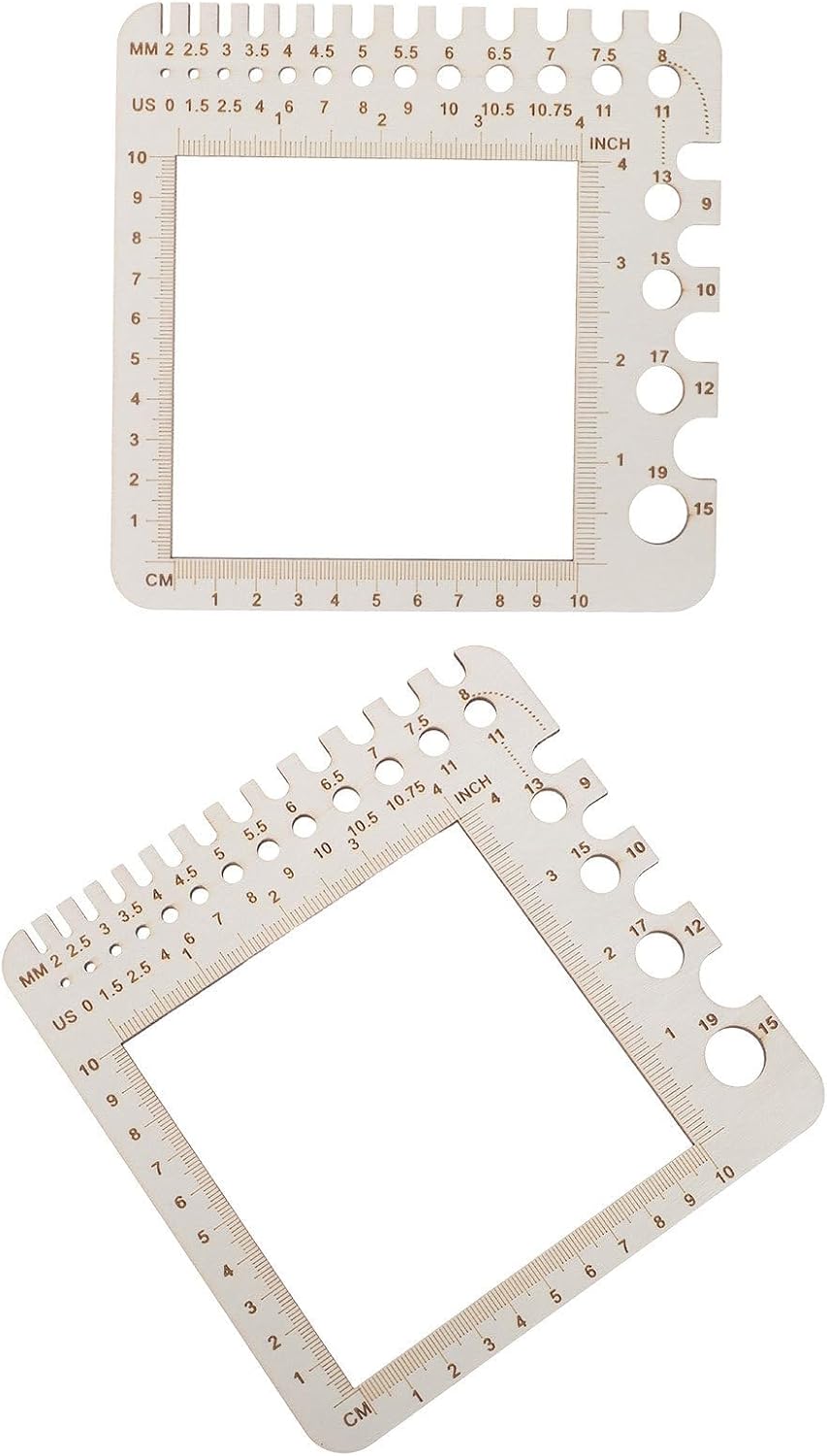 2pcs Wooden Knitting Gauge Ruler for Needle Measuring Home Travel