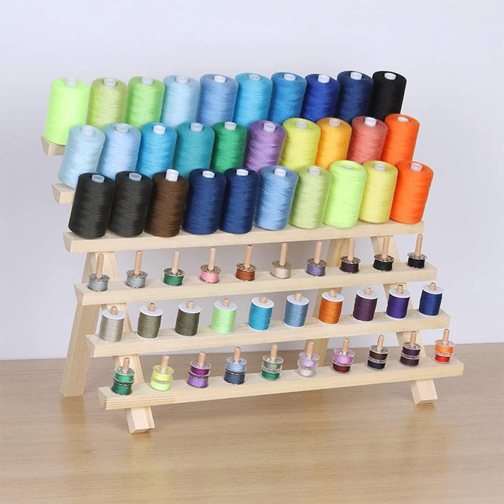 Thread Rack 60-Spool Wooden Organizer for Sewing and Embroidery