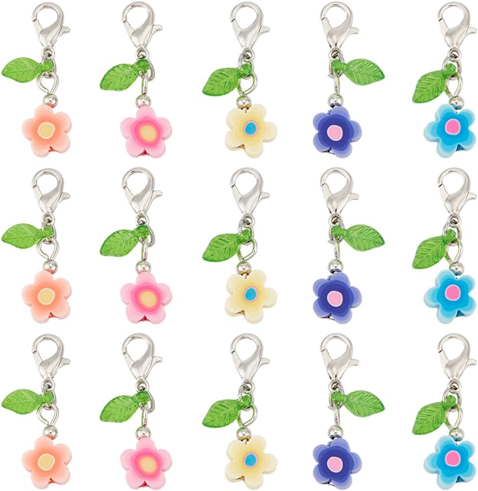 SUNNYCLUE 1 Box 50Pcs Flowers Crochet Stitch Markers Flower Clasp
