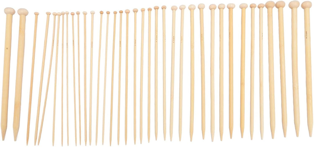 OVAQUIXI Bamboo Knitting Needles Set, 36pcs Carbonized Single Point