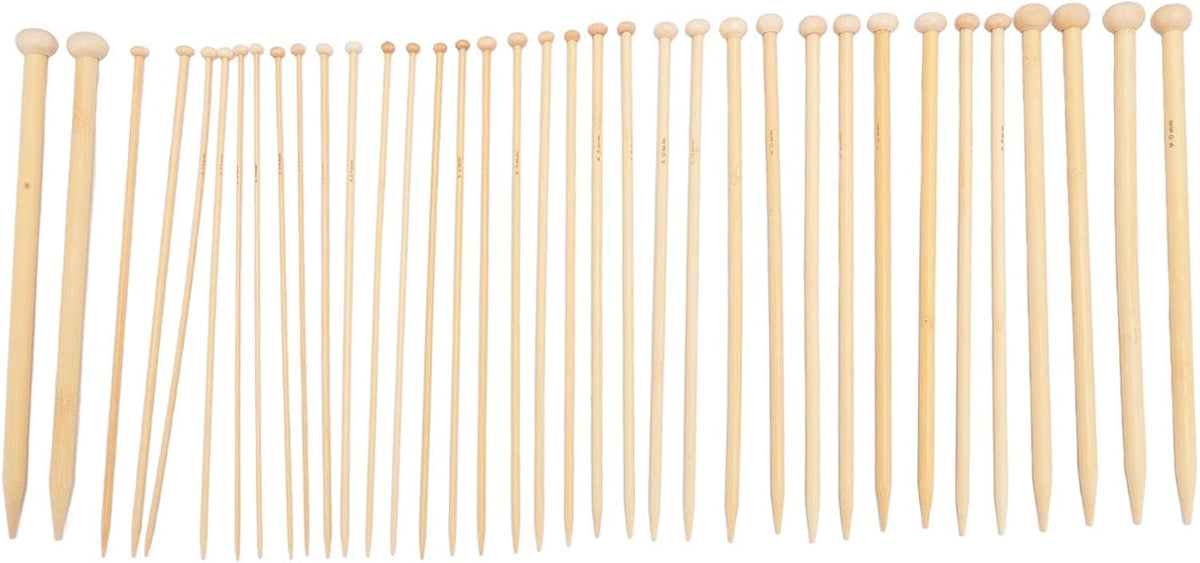 OVAQUIXI Bamboo Knitting Needles Set, 36pcs Carbonized Single Point