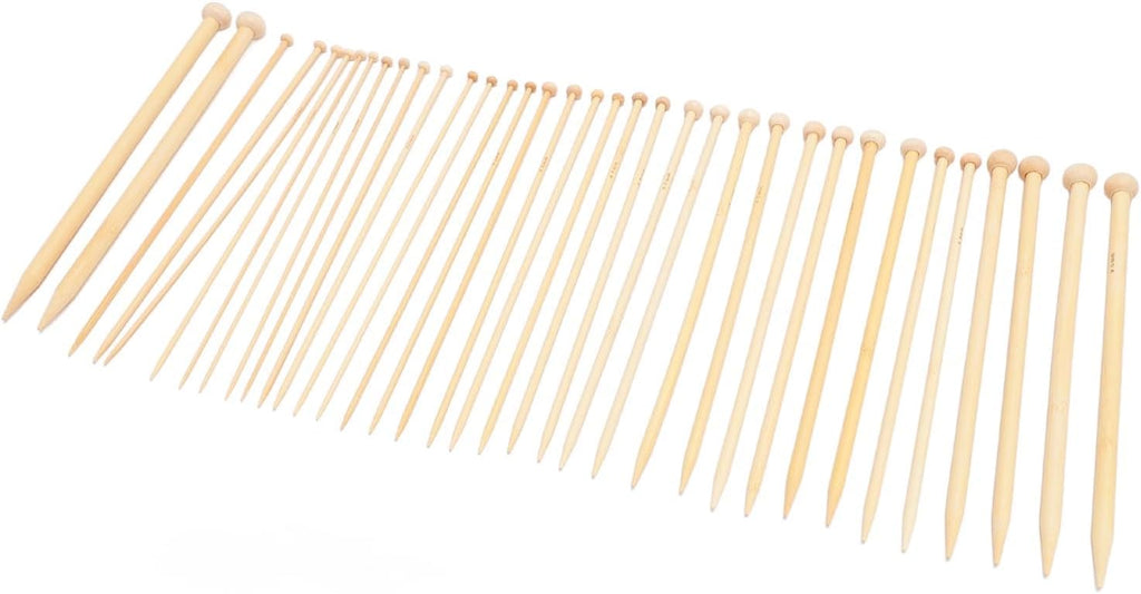 OVAQUIXI Bamboo Knitting Needles Set, 36pcs Carbonized Single Point