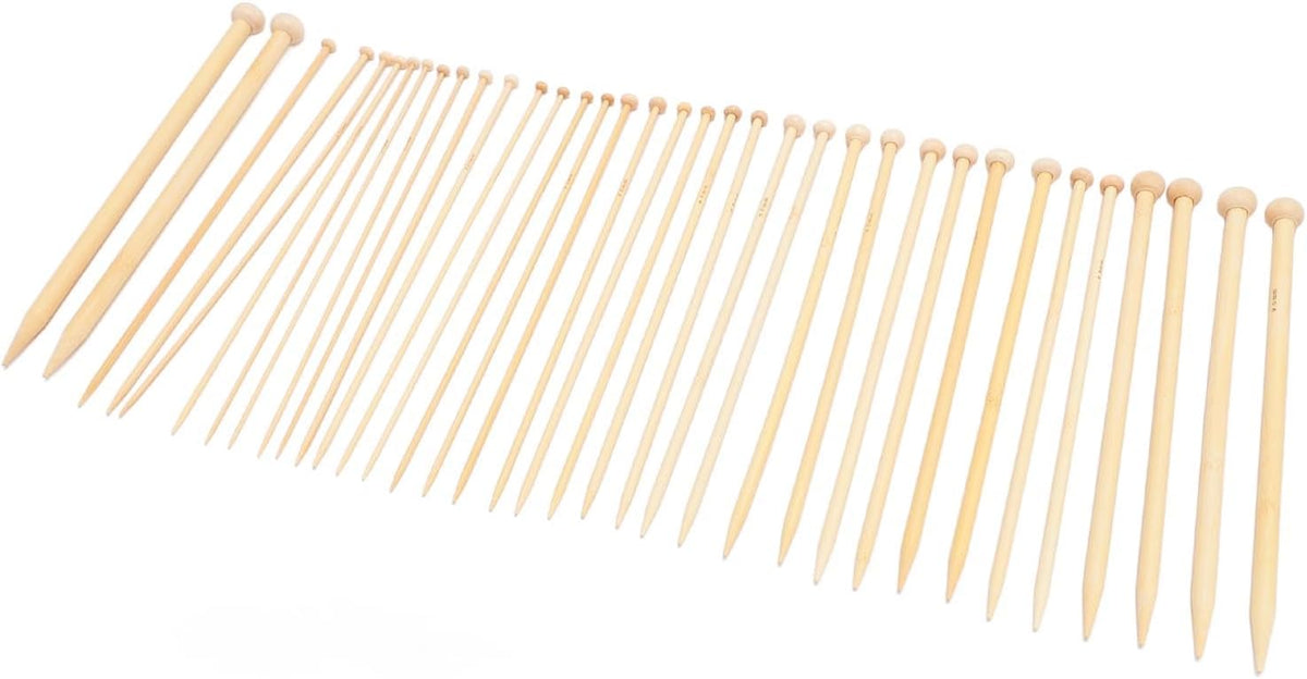 OVAQUIXI Bamboo Knitting Needles Set, 36pcs Carbonized Single Point