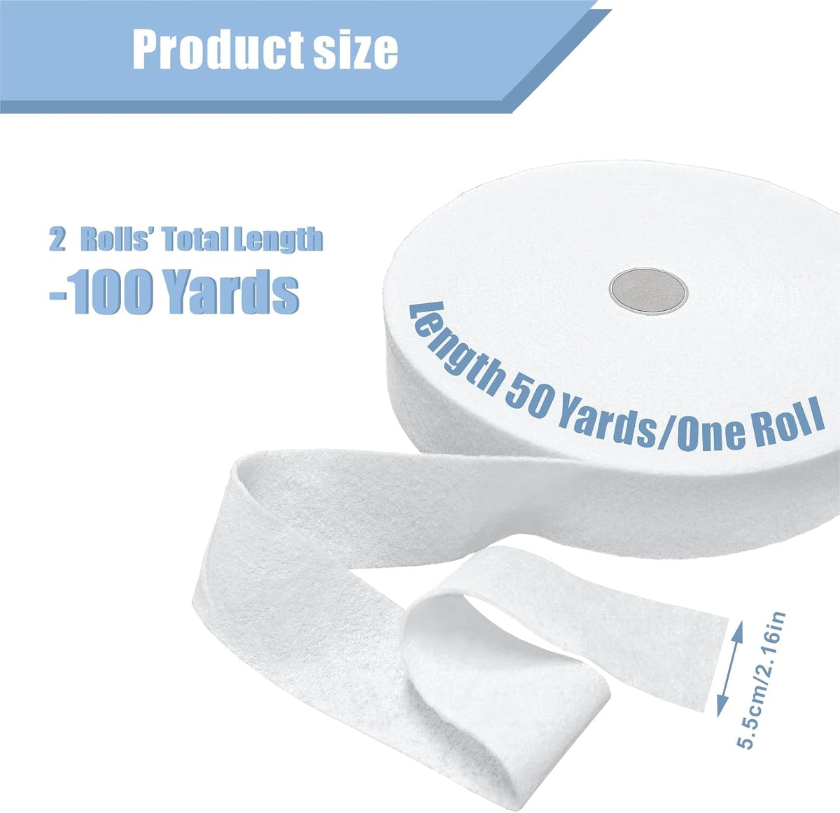 Eunika 2 Rolls Jelly Roll Batting Strip 2 1/4 Inch Total 100 Yards