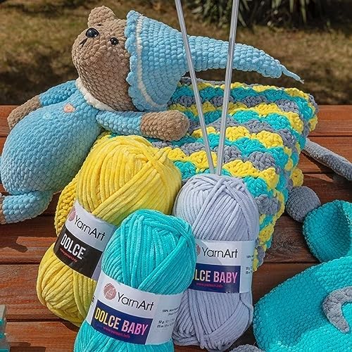 YarnArt Dolce Baby – Soft Chenille Velvet Yarn, 50g (1.76 oz), 93 yds