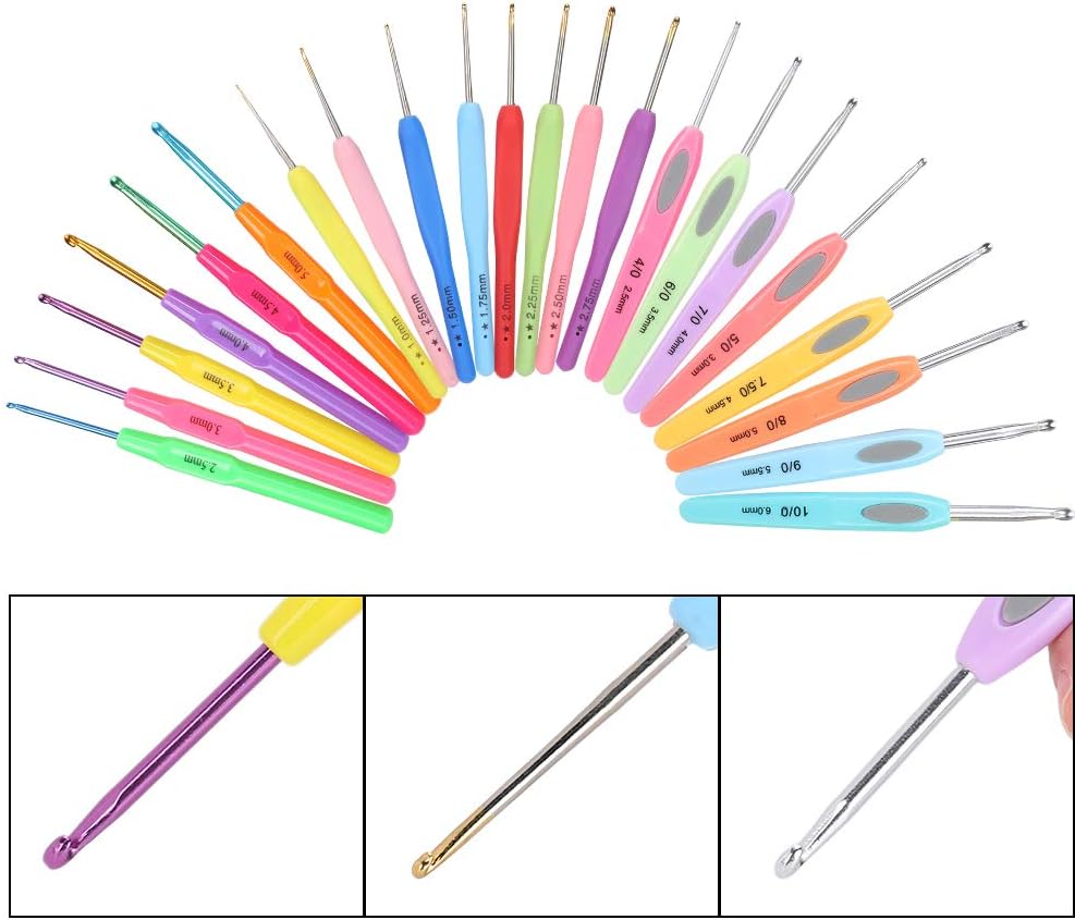 ZhangFacai Crochet Hooks Set, 22 Pieces Aluminum Hook with Plastic