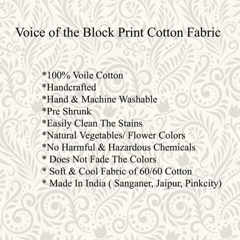 E-Tailor® Cotton Fabric India Hand Block Print Floral Fabric Ideal for