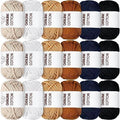 Timgle 18 Pack Beginners Crochet Yarn Cotton Yarn, Nature Colors
