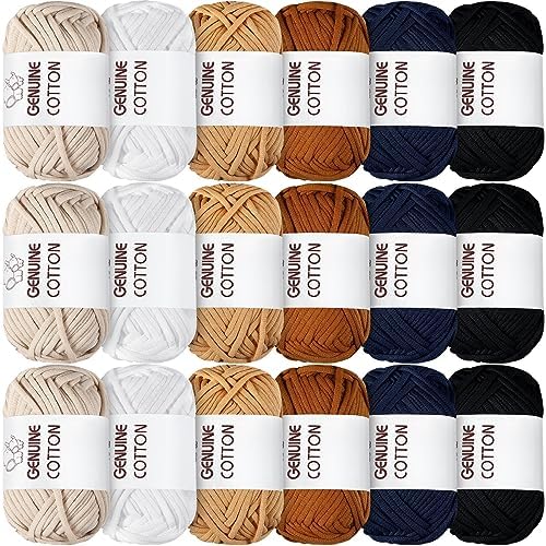 Timgle 18 Pack Beginners Crochet Yarn Cotton Yarn, Nature Colors