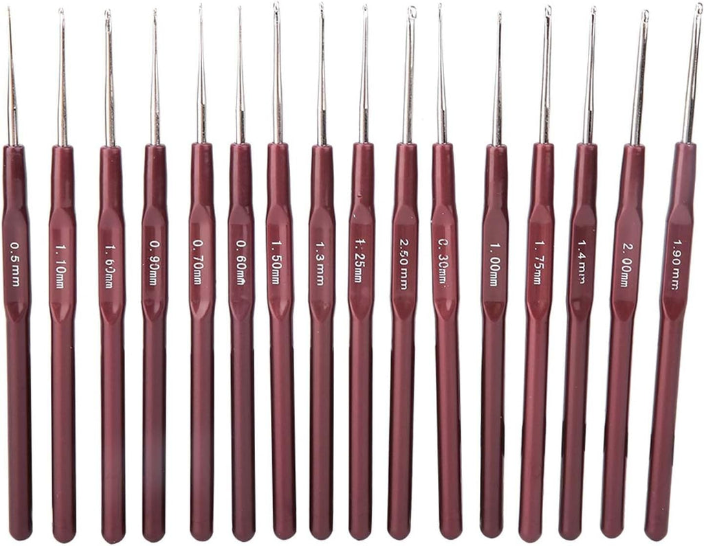16Pcs Lace Crochet Hooks Set 0.5mm-2.5mm, Ultra Fine Stainless Steel