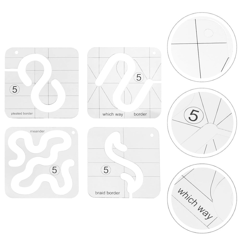 Acrylic Quilting Rulers 4 Pcs for Machine Stitching Templates