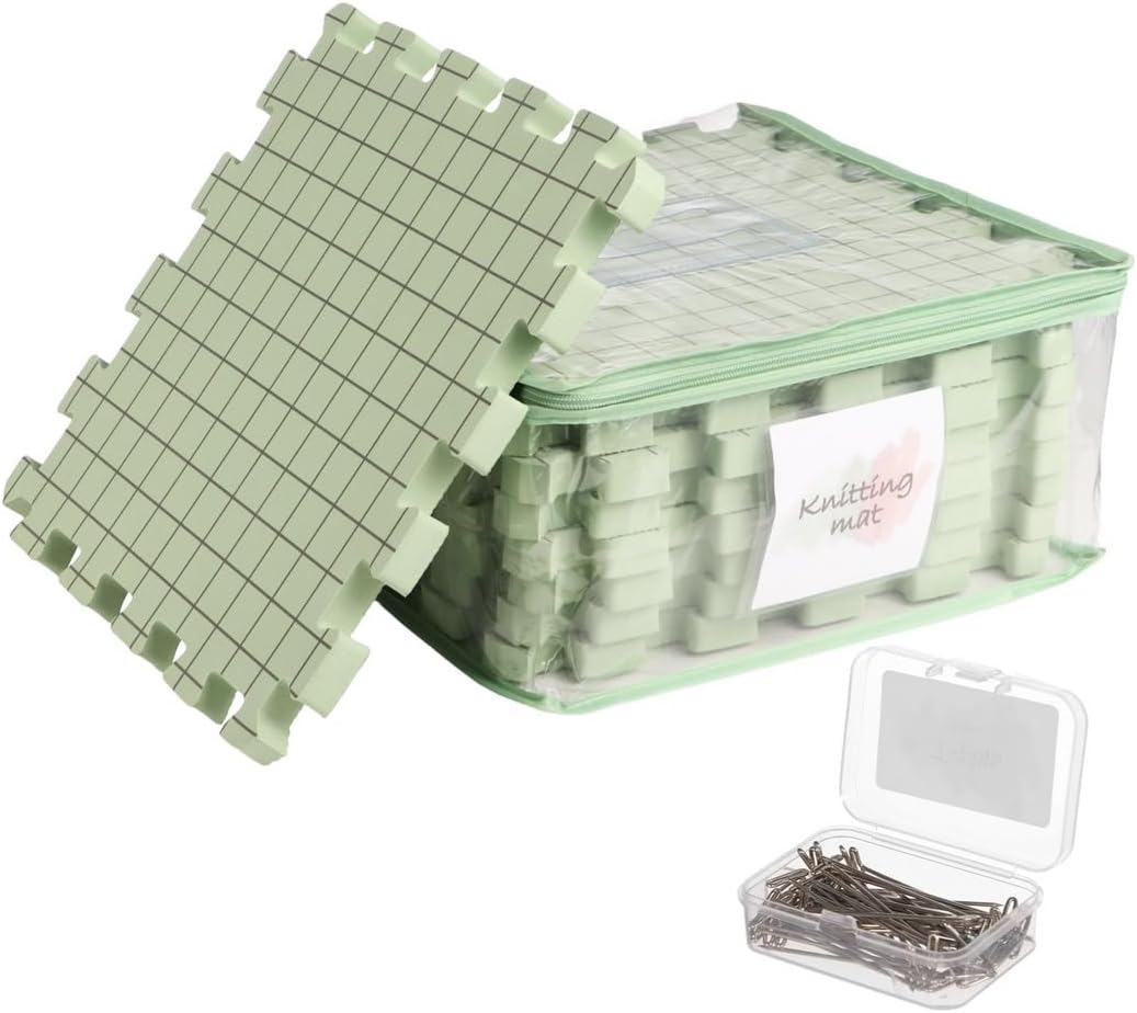 9-Pack 12.6×12.6” Blocking Mats With 50 T-Pins, Storage Bag, And 0.7”