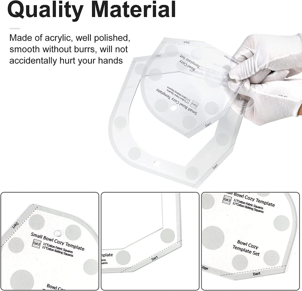 Bowl Cozy Template Cutting Ruler Set, 3Pcs Acrylic Transparent