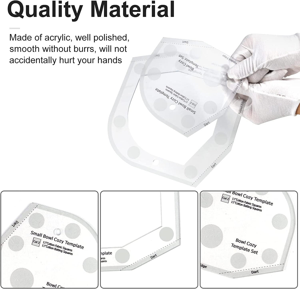 Bowl Cozy Template Cutting Ruler Set, 3Pcs Acrylic Transparent