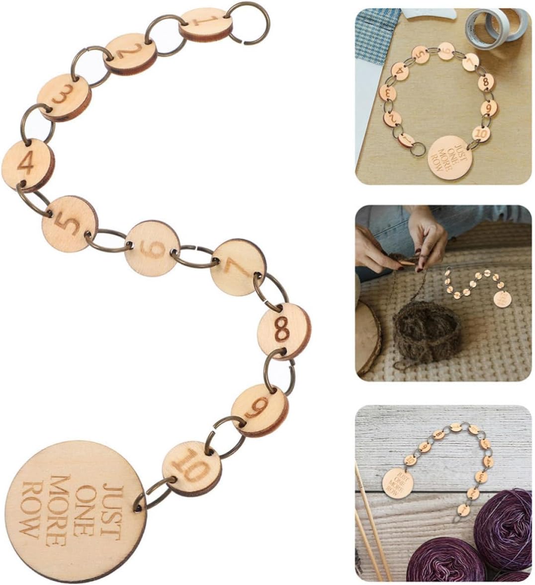 VILLCASE 2pcs Wooden Knitting Marker Chains Numbered Stitch Markers