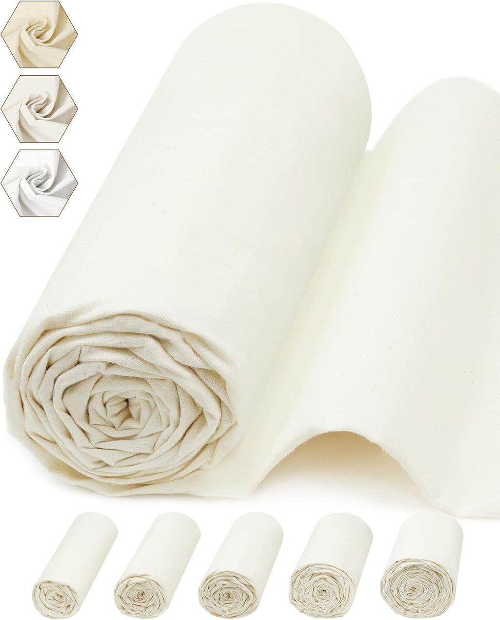 FIVEIZERO 100% Cotton Muslin Fabric by The Yard,59in x 3yd Cream