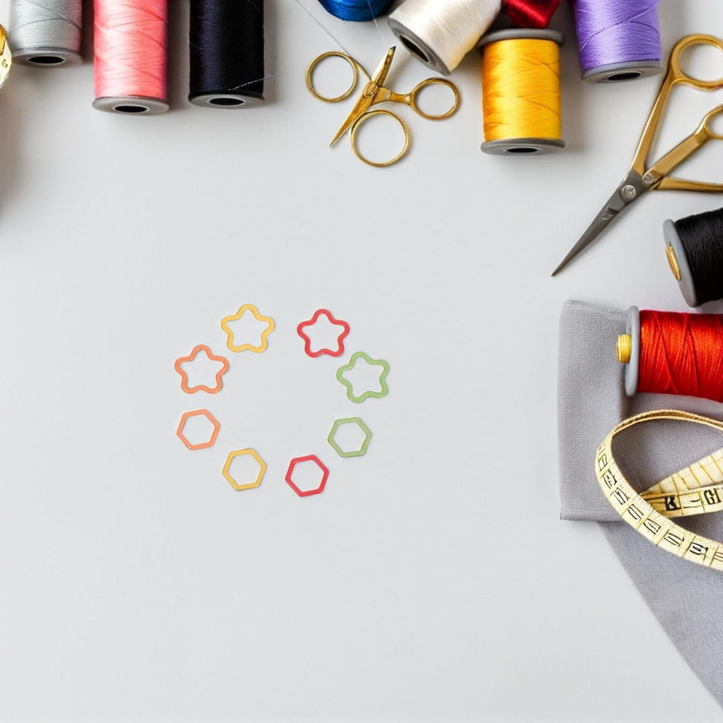 KICHOUSE Colorful Enamel Stitch Markers with Locking Clips and Star