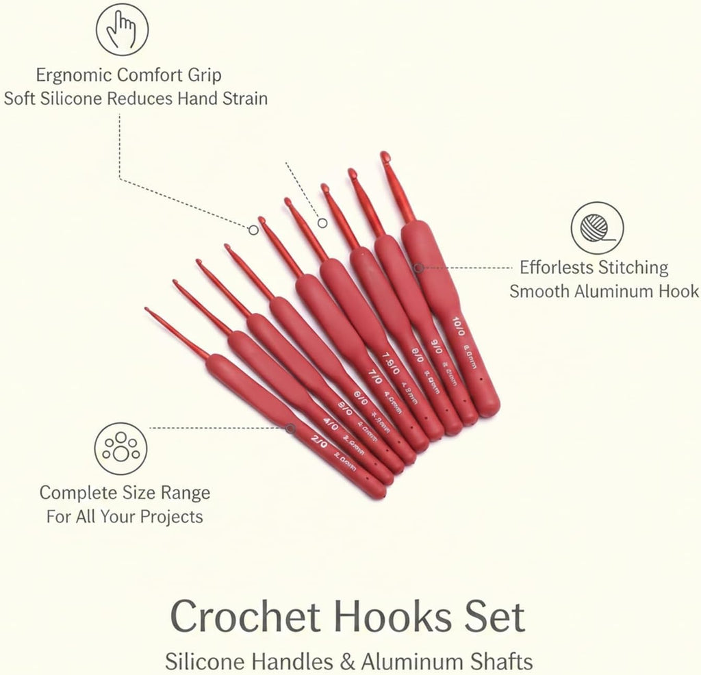 Crochet Hook with Silicone Handle and Aluminum Shaft (1 PC)