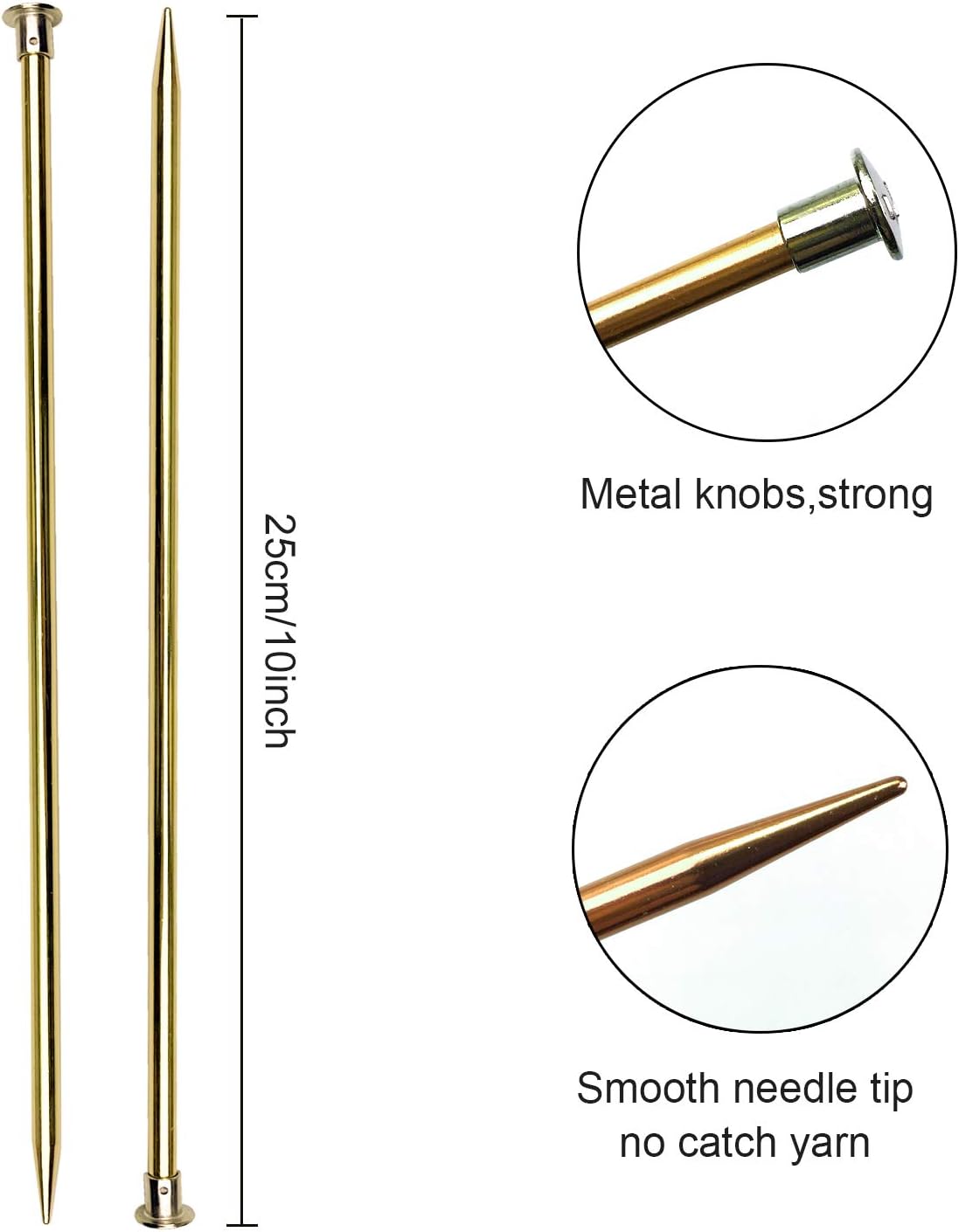 Weabetfu Aluminum Metal Knitting Needle,Colored Straight Single
