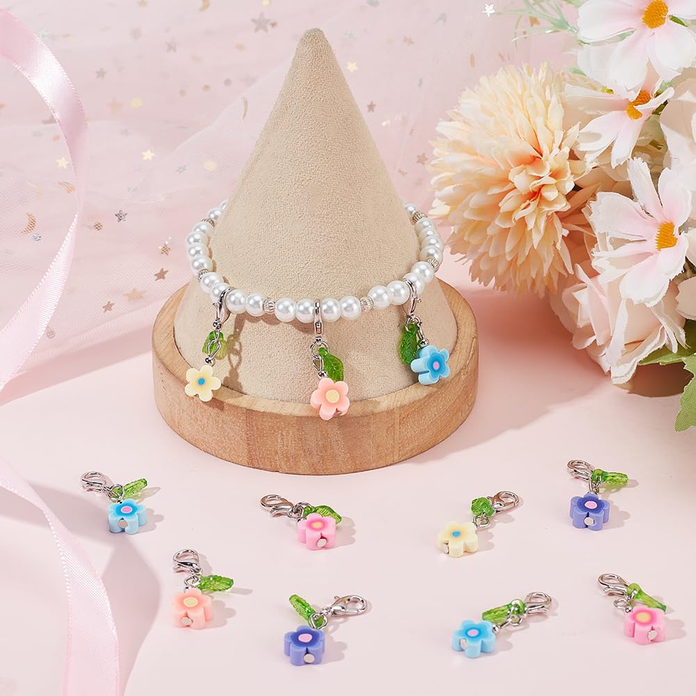 SUNNYCLUE 1 Box 50Pcs Flowers Crochet Stitch Markers Flower Clasp