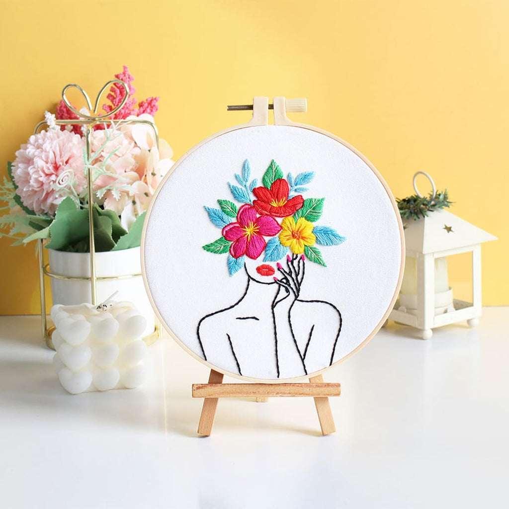 Louise Maelys Flower Woman Embroidery Kit for Beginners DIY Gift Set